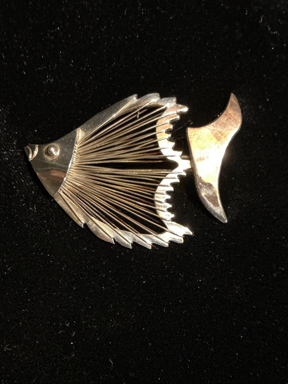 Sterling Silver Fish-Shaped Brooch